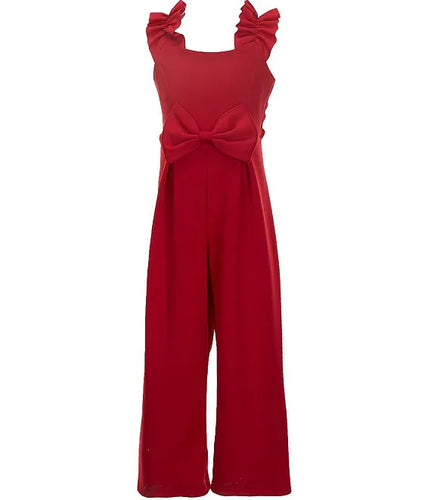Shirred-Strap Bow Jumpsuit