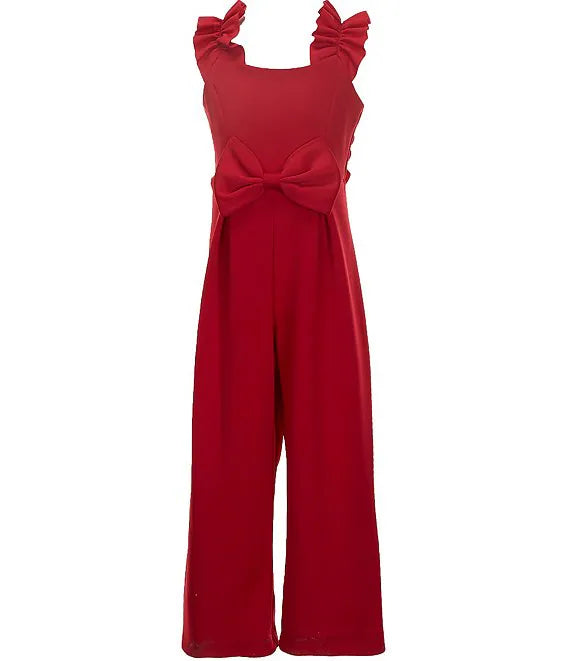 Shirred-Strap Bow Jumpsuit