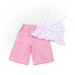 Strap Polka Dot Peplum Pant Set