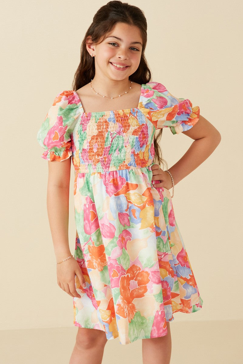 Girls Bold Floral Dress