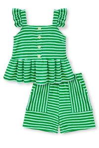Ruffle Striped Short Set