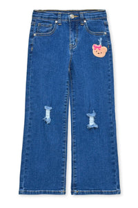 Girl's Denim Jean W/ Bear Patch
