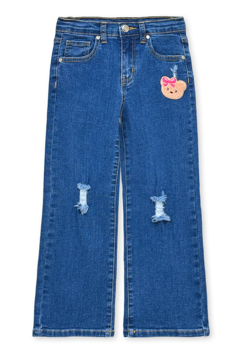 Girl's Denim Jean W/ Bear Patch