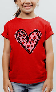 Pink Leopard Heart Tee