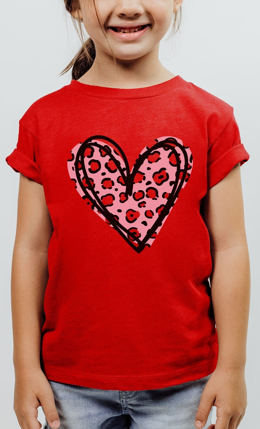 Pink Leopard Heart Tee