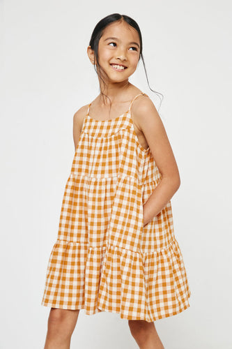 Gingham Tiered Sleeveless Dress