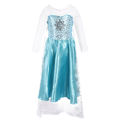 Elsa Dress With Silver Snowflake Cape