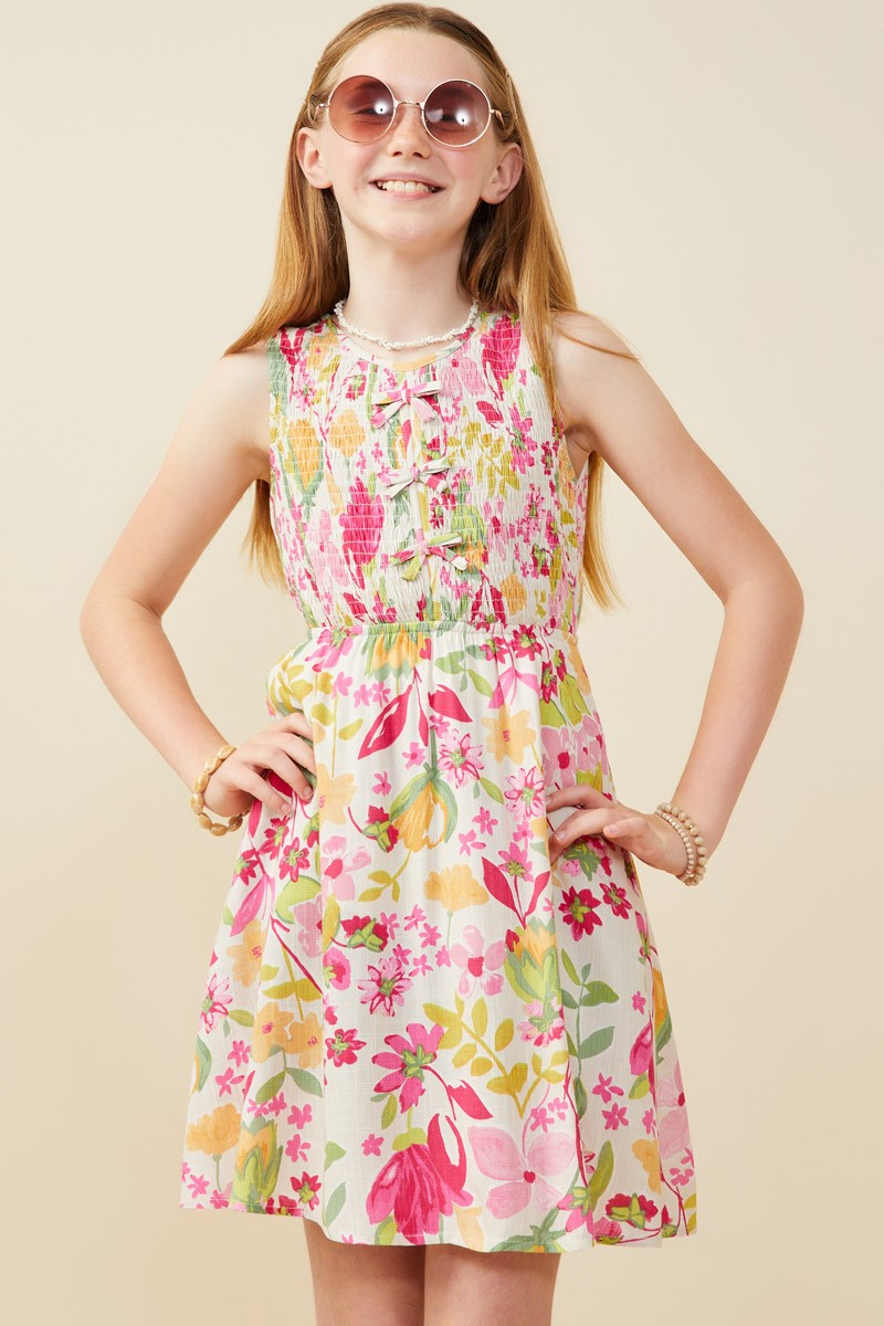 Smocked Bow Detail Dress
