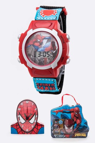 Spiderman 2 In 1 Clock Watch Tin Box Set