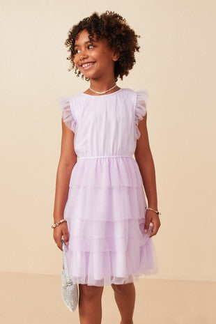 Mesh Ruffle Tiered Tank Dress