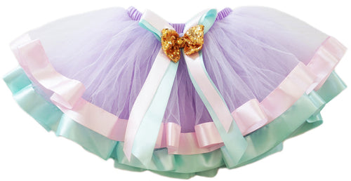 Unicorn Colors Gold Sequin Bow Tutu