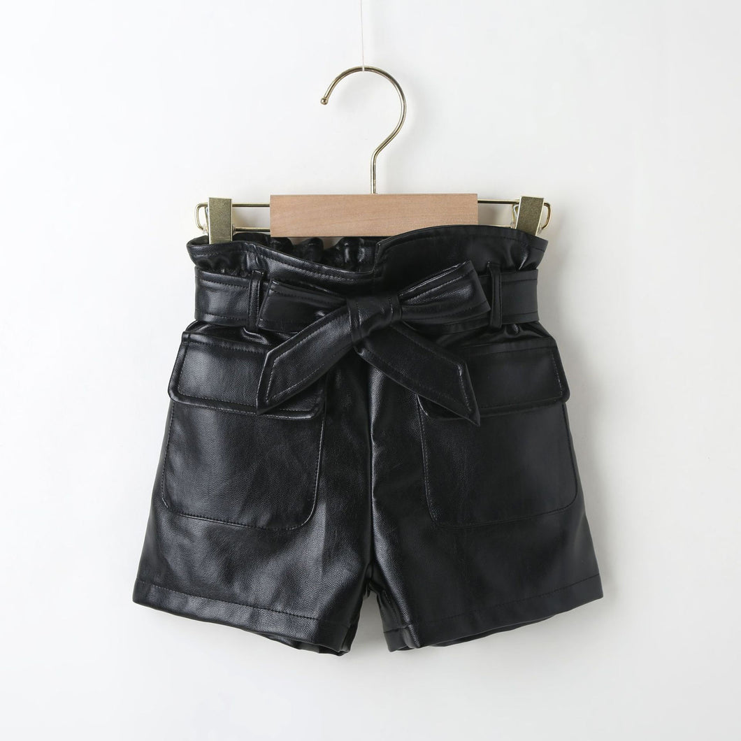 Leather Big Knot Shorts