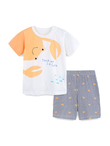 Boy Cab & Fish Tee With Stripe Shorts