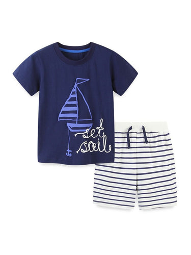Sailboat Tee And Striped Shorts